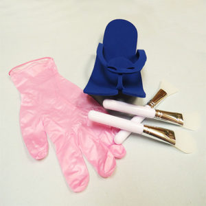Pedicure pink pearl gloves